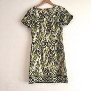 Kathie Lee Collection Cheetah Leaf Dress Sz 8